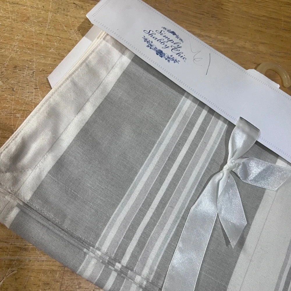 Simply Shabby Chic Rachel Ashwell Grey White Striped Table Runner 72x14 Cotton